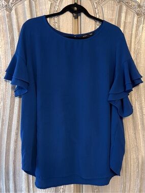 41 Hawthorn Royal Blue Ruffle Sleeve Blouse